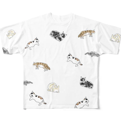 ねこねこ.com フルグラフィックTシャツ