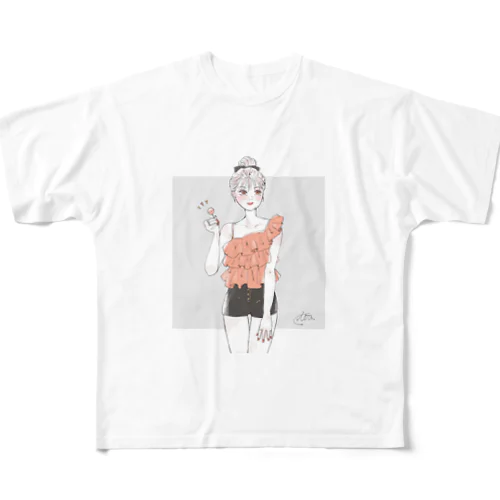 女の子イラストグッズ フルグラフィックTシャツ