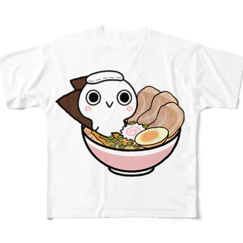 廻転!楕円ちゃん　ラーメン フルグラフィックTシャツ