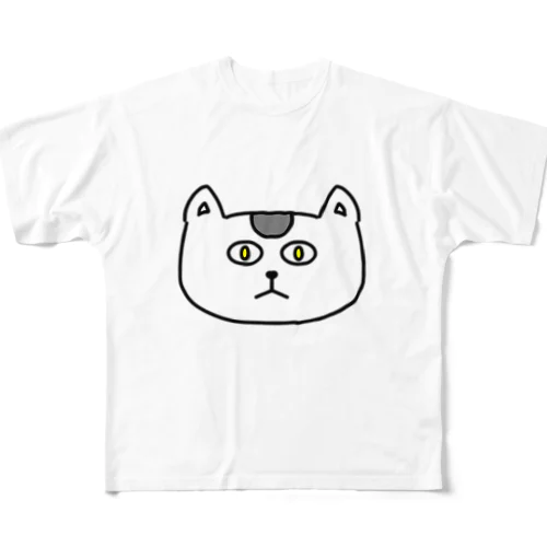 目力で生きるハチワレに憧れた猫 フルグラフィックTシャツ