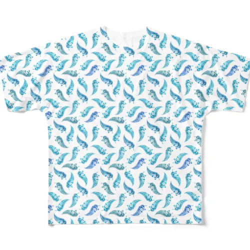 ブルーコル・パターン All-Over Print T-Shirt