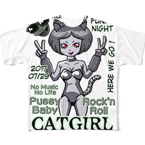 CATGIRL フルグラフィックTシャツ