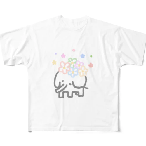 お花とぞうさん2 All-Over Print T-Shirt