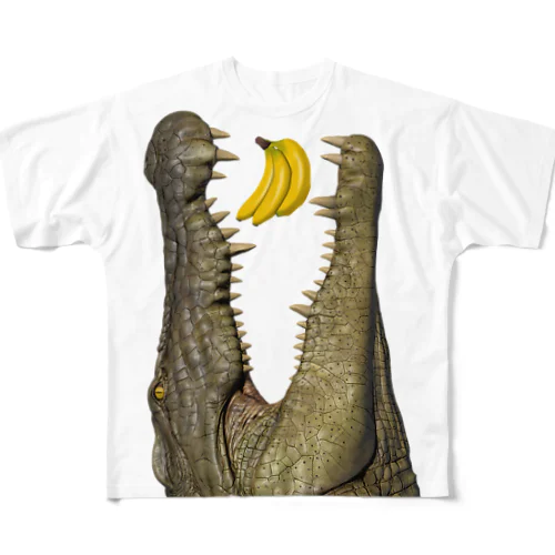 わにシャツ (005) ワニ 鰐 wani とバナナ フルグラフィックTシャツ
