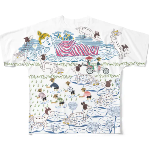 シナカル #田んぼで散歩 All-Over Print T-Shirt