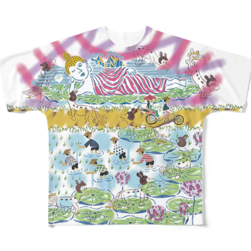 シナカル #田んぼで散歩 All-Over Print T-Shirt