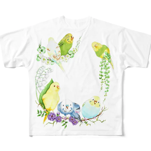 もりもりセキセイインコ All-Over Print T-Shirt