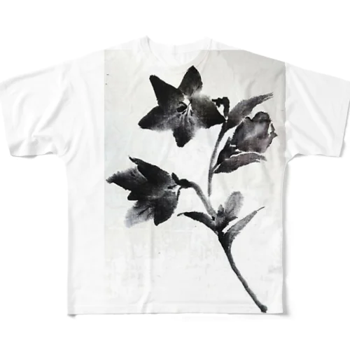 墨・秋の七草「桔梗」 All-Over Print T-Shirt