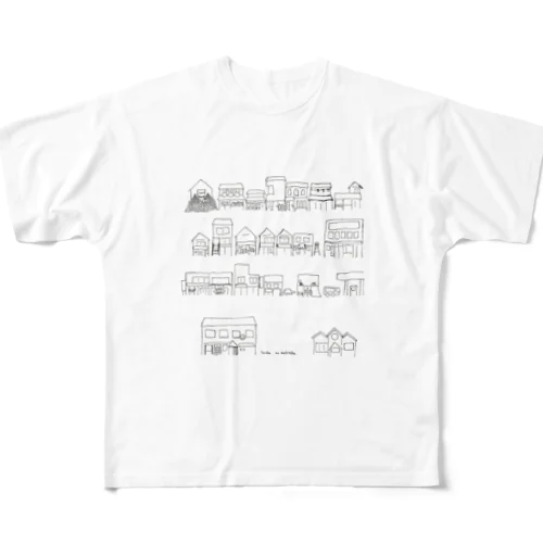 taisho no machinaka（無色） フルグラフィックTシャツ