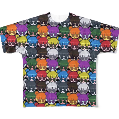 グラサン団子総柄 All-Over Print T-Shirt