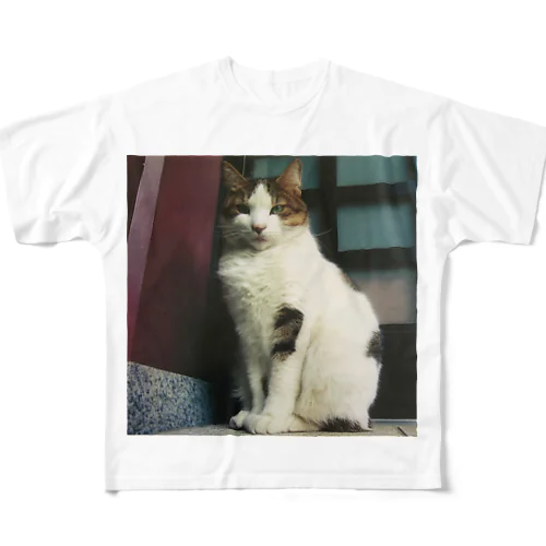 チラッと猫 フルグラフィックTシャツ