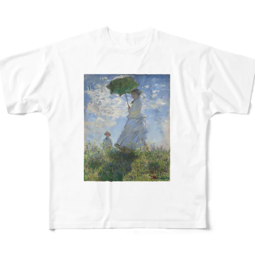 散歩、日傘をさす女 All-Over Print T-Shirt