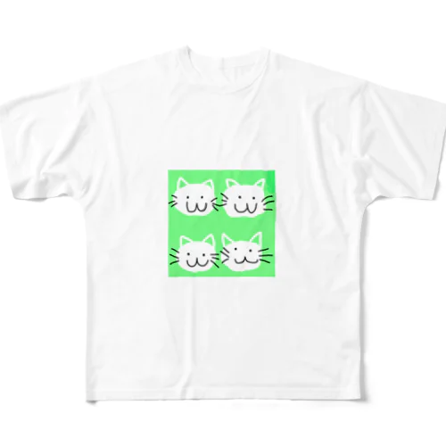 四つ子の猫 フルグラフィックTシャツ