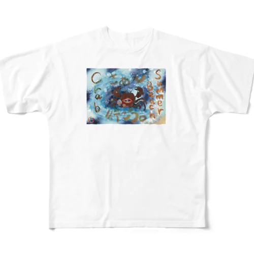 夏のビーチ「カニ」ってどんな事考えているのかな？分かんない事ってあるよね。💗 All-Over Print T-Shirt