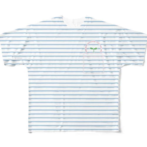 すぷらフェスティバル2021 フェイクポケットボーダー　ライトブルー All-Over Print T-Shirt