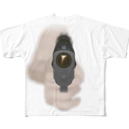 9mm拳銃　銃口 フルグラフィックTシャツ