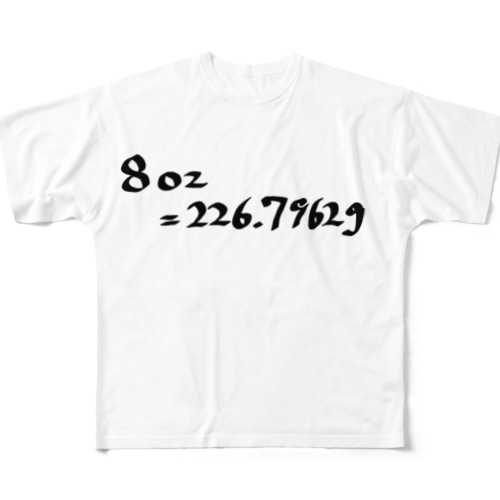 8oz= 226.7962g All-Over Print T-Shirt