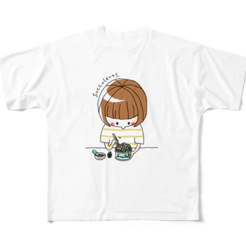 多肉の寄せ植えをしている人(カラー) フルグラフィックTシャツ