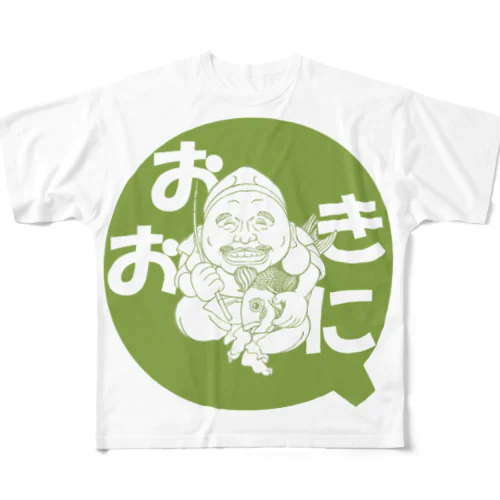 おおきに「えびすさん」抹茶 フルグラフィックTシャツ