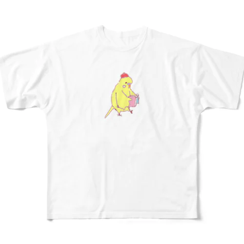 本読むピヨちゃん All-Over Print T-Shirt