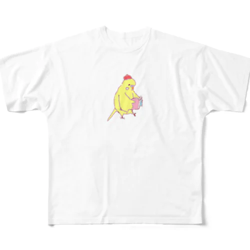 本読むピヨちゃん フルグラフィックTシャツ