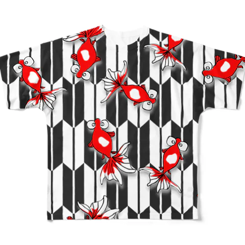 矢絣紋様と金魚  All-Over Print T-Shirt