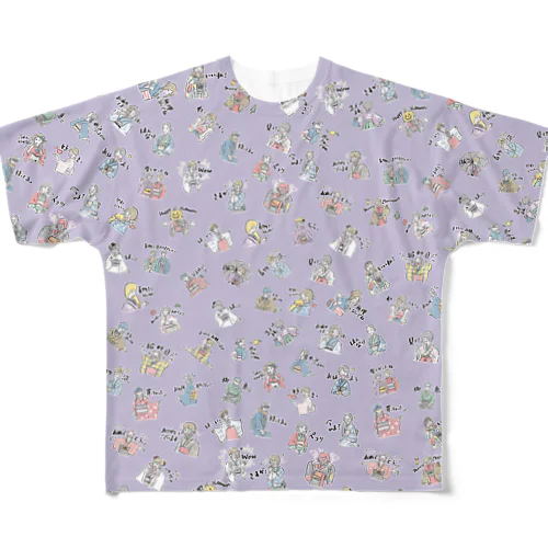 やさしい着物仲間（藤色） All-Over Print T-Shirt