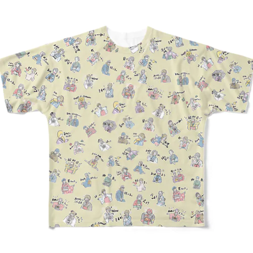 やさしい着物仲間（蒸栗色） All-Over Print T-Shirt