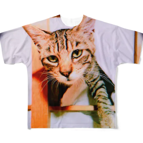 障子猫 フルグラフィックTシャツ