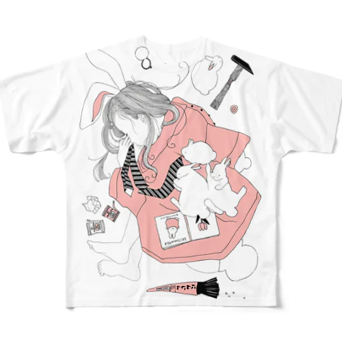 おねんねうさちゃん All-Over Print T-Shirt