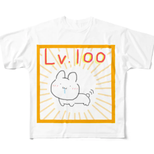 【Lv.100】誰にでもシッポをふるうさぎ All-Over Print T-Shirt