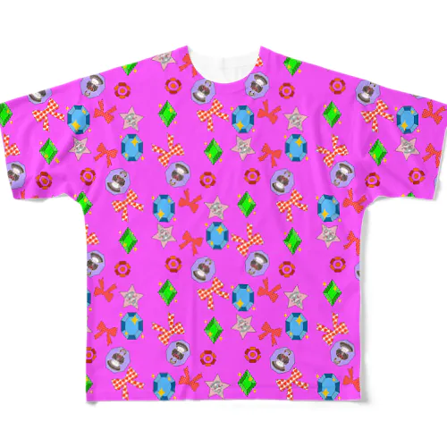 宝石とリボンーピンク All-Over Print T-Shirt