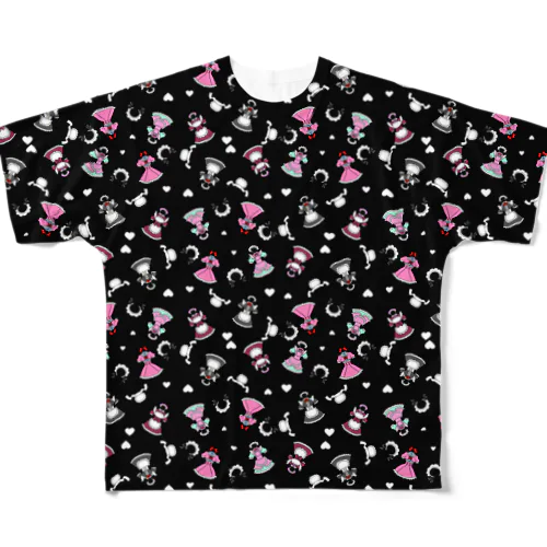 メイド服のフルグラTシャツーブラック All-Over Print T-Shirt