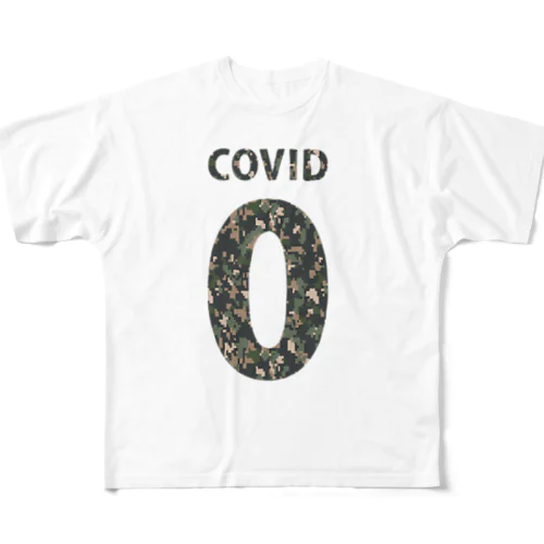ゼロコロナ祈願グッズ〜0-COVID〜Camouflage All-Over Print T-Shirt