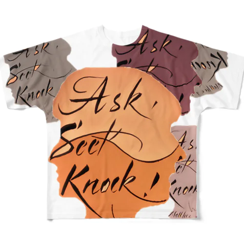 ASK SEEK KNOCK フルグラフィックTシャツ