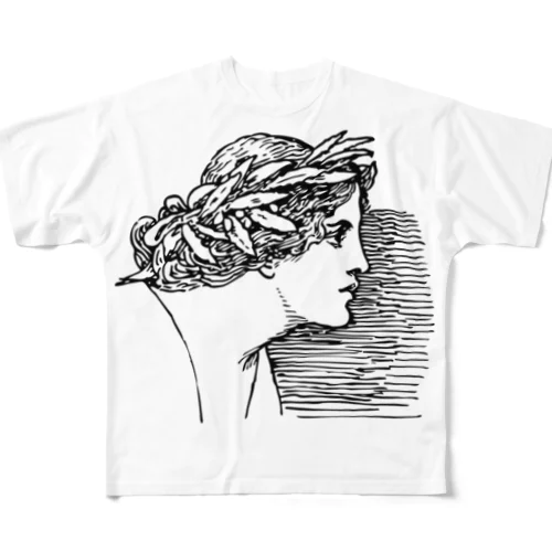 ギリシャの女性綺麗な女王古代の フルグラフィックTシャツ