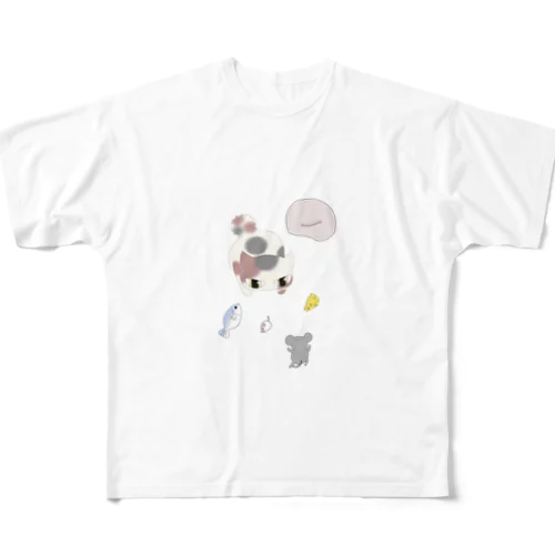 一触即発にゃんこ All-Over Print T-Shirt