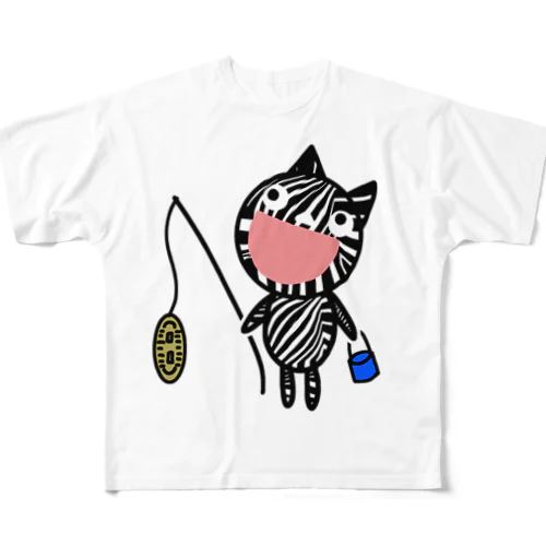 猫に小判 フルグラフィックTシャツ
