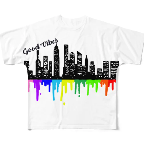 Good Vibes NYcity フルグラフィックTシャツ