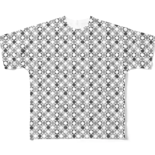 きまぐれWa風「MaruSikaku市松」_錫色（すずいろ） All-Over Print T-Shirt