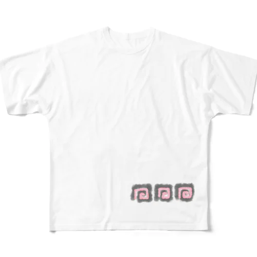 四角うずまき ピンク All-Over Print T-Shirt