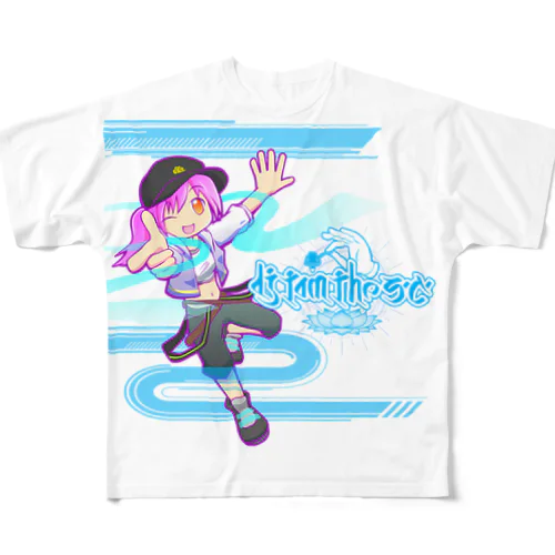 dj tom the s.c. Twitchマスコット「風神ちゃん」 フルグラフィックTシャツ