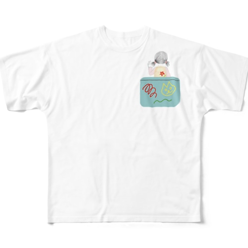 ポケット女子 All-Over Print T-Shirt