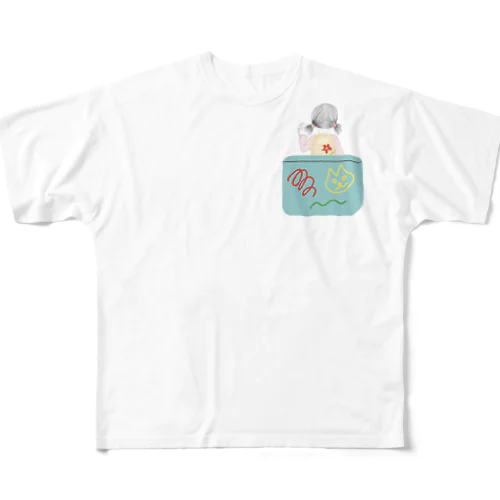 ポケット女子 All-Over Print T-Shirt