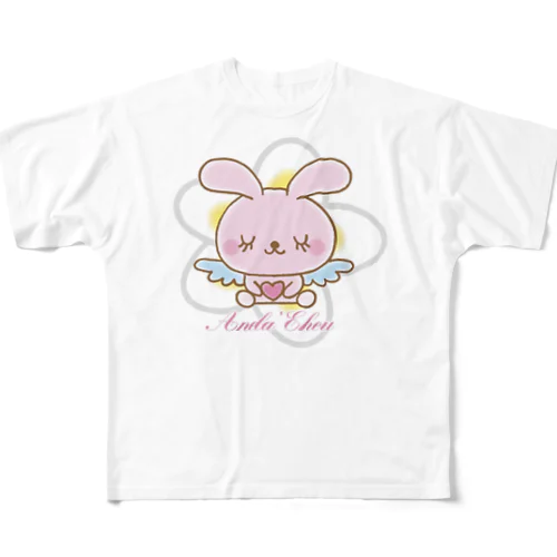 天使のうさぎハピバニちゃん All-Over Print T-Shirt