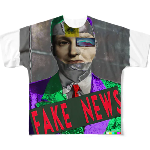 虚偽報道　FAKE　NEWS フルグラフィックTシャツ