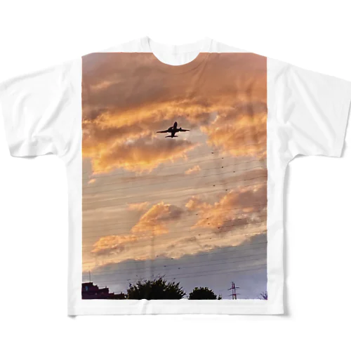 飛ぶ飛行機！ フルグラフィックTシャツ