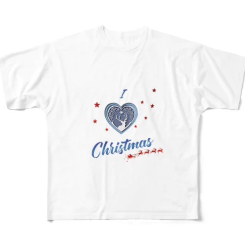 Studio Made in france 002 I love Christmas フルグラフィックTシャツ