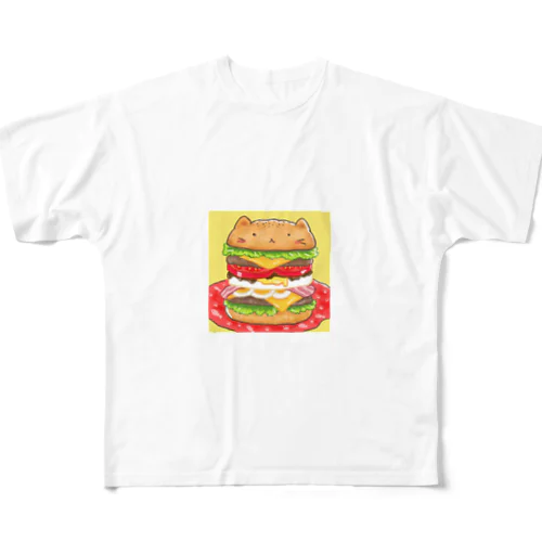 ハンバーグネコちゃん フルグラフィックTシャツ