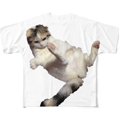 起き上がりたい猫 フルグラフィックTシャツ